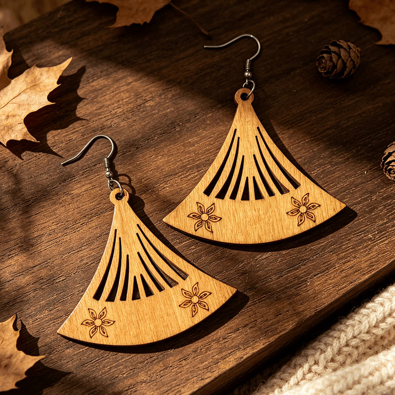 Autumn Winter Style Bohemian Retro Fan Pattern Dangle Earrings